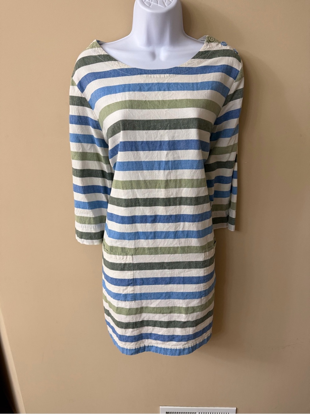 Seasalt Cornwall Linen Blend Striped Dress, Size 16 UK